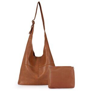 Ultra Soft Foldable Hobo Shoulder Bag Slouchy Chic Vegan Leather Handbag